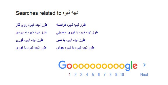 جعبه جستجوهای مرتبط در نتایج گوگل